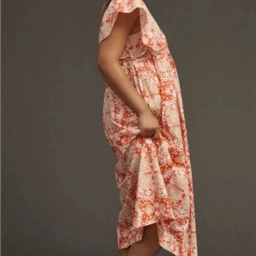 Anthropologie Maeve Printed Flutter-Sleeve Babydoll Dress Plus Size 3X - Picture 6 of 8